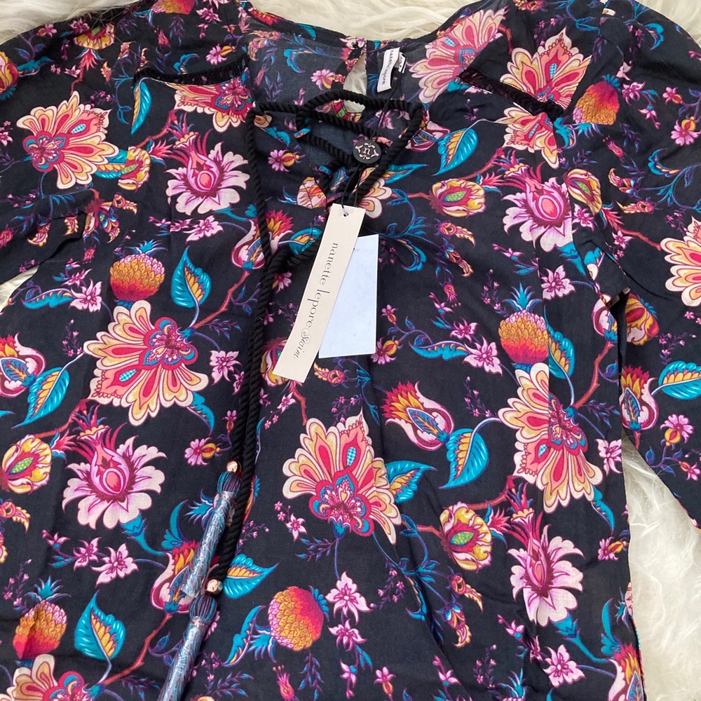 Nanette Lepore Black Floral Tatum Tunic - Picture 8 of 16